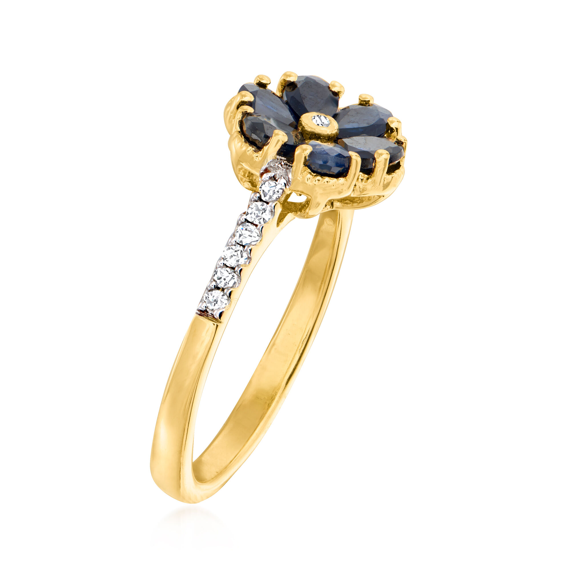【Sentiments】NO.278 RING 80 ct. t.w. Sapphire and .11 ct. t.w. Diamond Flower Ring in