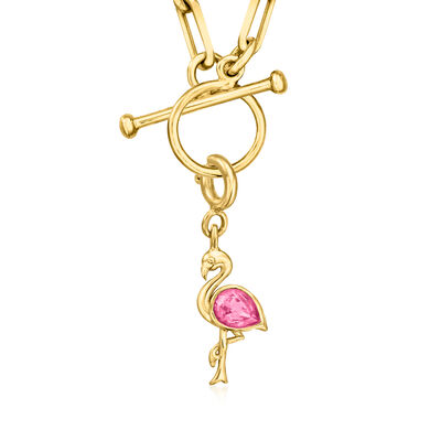 .40 Carat Pink Topaz Flamingo Charm in 18kt Gold Over Sterling