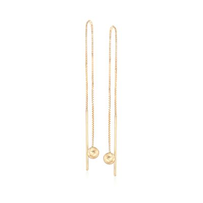 14kt Yellow Gold 4mm Ball Drop Threader Earrings