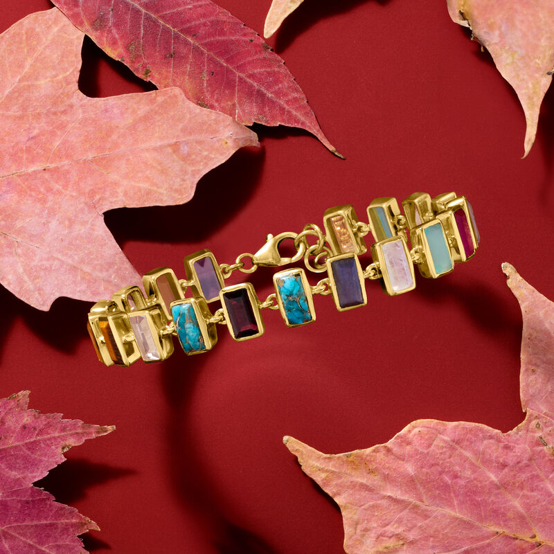 7.20 ct. t.w. Multi-Gemstone Bracelet in 18kt Gold Over Sterling. 7" image number 4