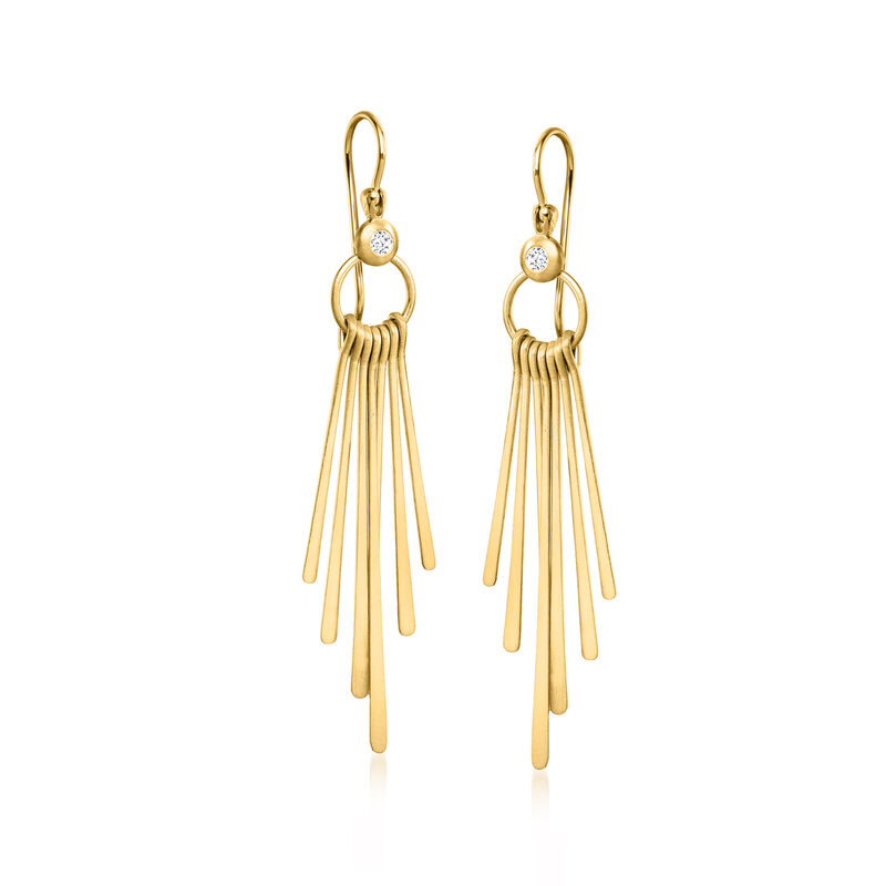 14kt Yellow Gold Multi-Bar Drop Earrings with Diamonds  image number 0