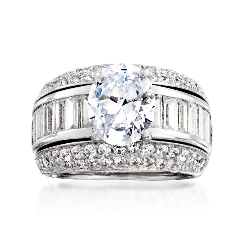 8.90 ct. t.w. CZ Jewelry Set: Ring with Guard in Sterling Silver image number 0