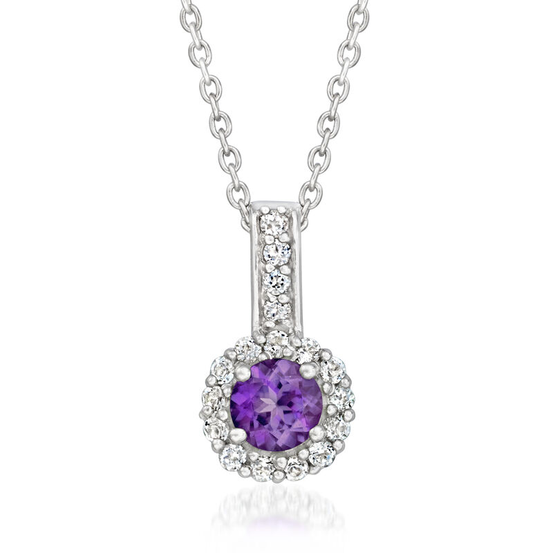 .80 ct. t.w. Amethyst and .90 ct. t.w. White Topaz Jewelry Set: Earrings and Pendant Necklace in Sterling Silver. 18" image number 3