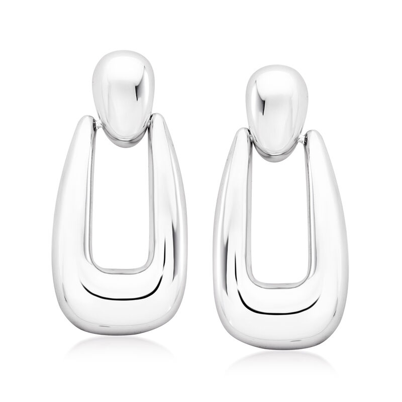 Sterling Silver Rectangular Doorknocker Earrings image number 0