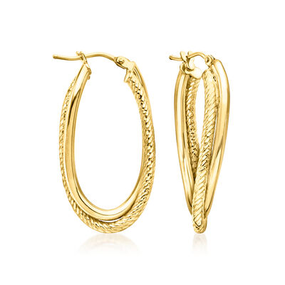 Italian 10kt Yellow Gold Double-Oval Twisted Hoop Earrings
