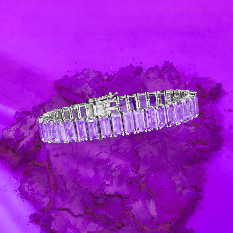 50.00 ct. t.w. Amethyst Tennis Bracelet in Sterling Silver. 7&quot; image number 2