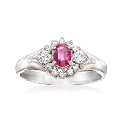 C. 2000 Vintage .41 Carat Ruby Ring with .26 ct. t.w. Diamonds in Platinum