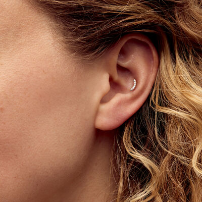 Diamond Curved Bar Flat-Back Stud Earrings in 14kt Yellow Gold