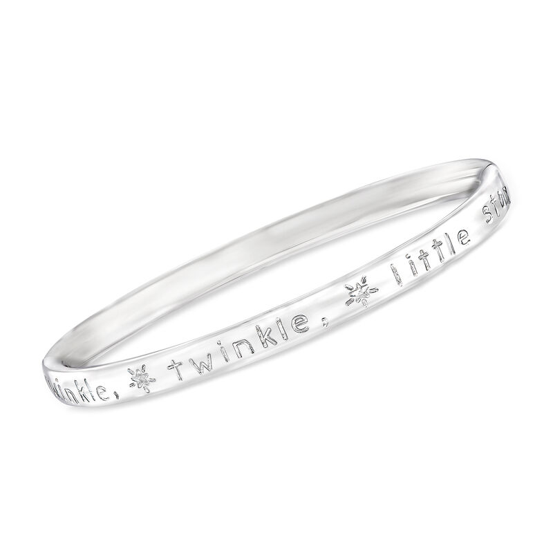 Child's Sterling Silver "Twinkle Twinkle Little Star" Bangle Bracelet image number 0