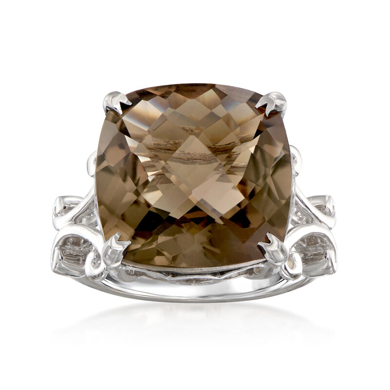 12.00 Carat Smoky Quartz Ring in Sterling Silver image number 0