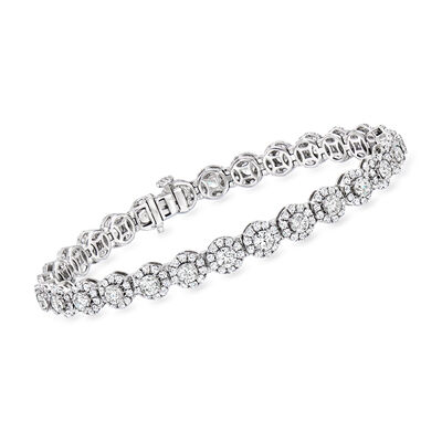 7.00 ct. t.w. Lab-Grown Diamond Halo Bracelet in 14kt White Gold