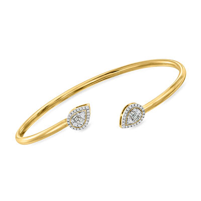 .33 ct. t.w. Diamond Pear-Shaped Halo Cuff Bracelet in 14kt Yellow Gold