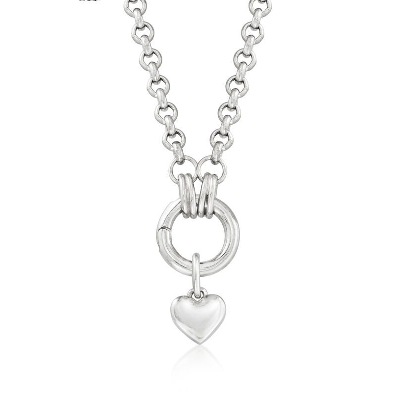Italian Sterling Silver Jewelry Set: Rolo-Link Necklace with Three Travel-Themed Charms image number 4