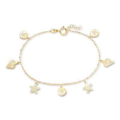 Italian 14kt Yellow Gold Sea Life Station Bracelet