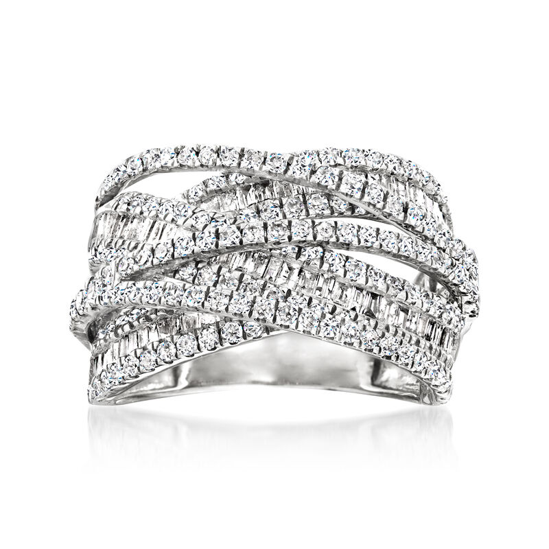 2.00 ct. t.w. Round and Baguette Diamond Highway Ring in 14kt White Gold image number 0