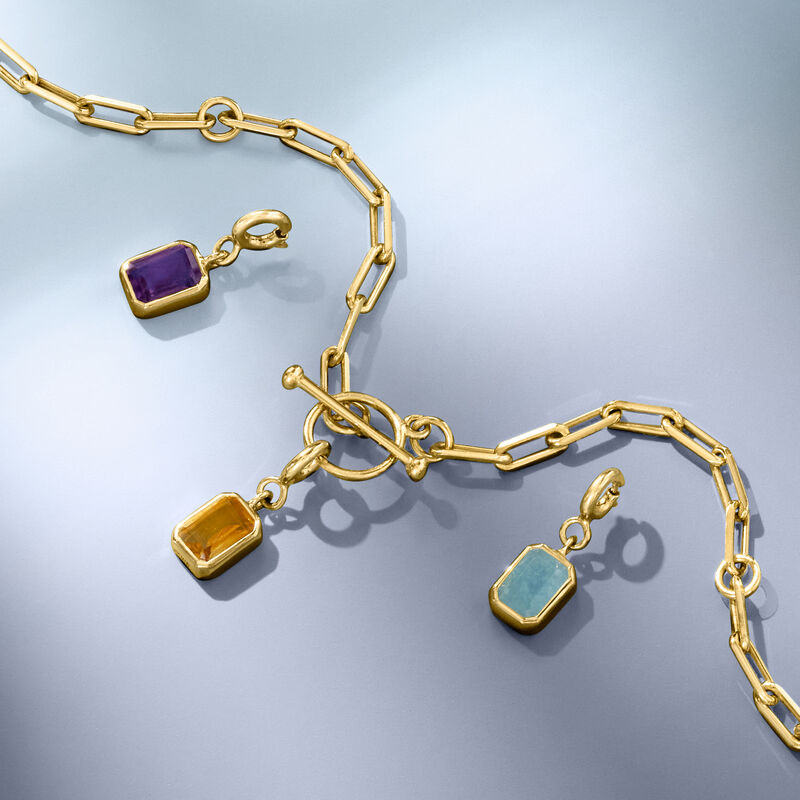 Emerald-Cut Birthstone Charm in 18kt Gold Over Sterling image number 4