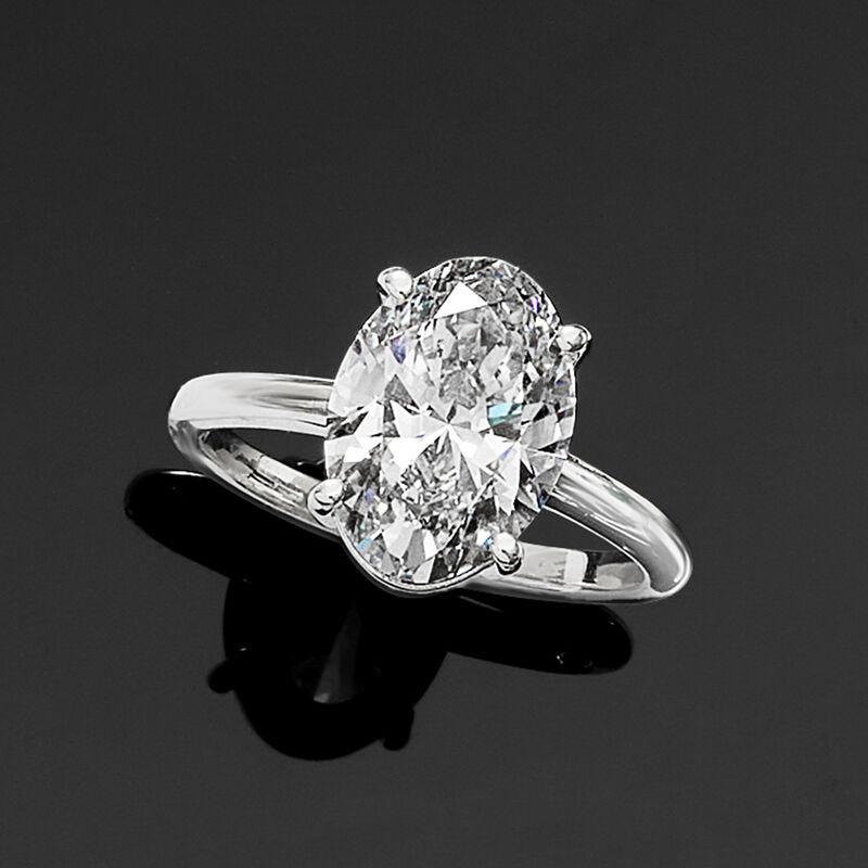 4.00 Carat Oval Lab-Grown Diamond Solitaire Ring in 14kt White Gold image number 4