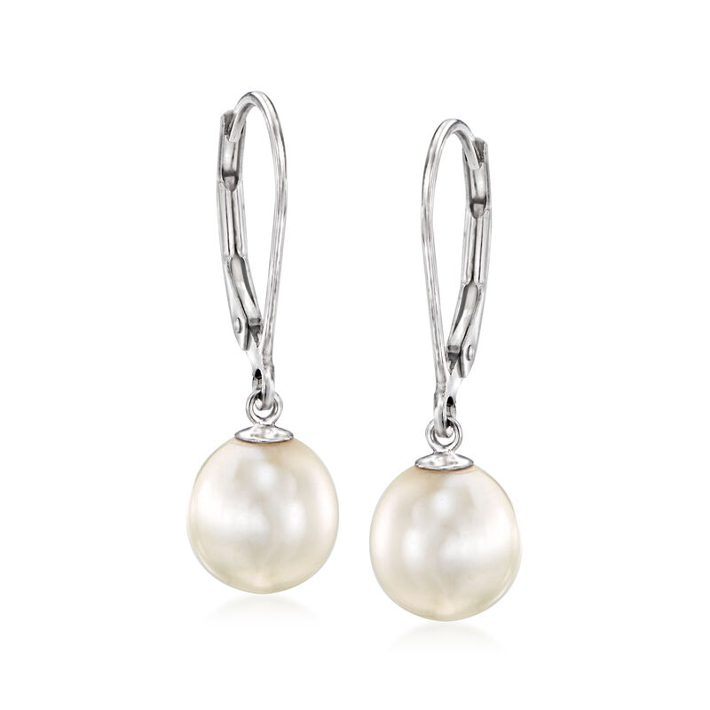 8-9mm Cultured Pearl Jewelry Set: Bracelet, Necklace and Drop Earrings with Sterling Silver. 18&quot; image number 6