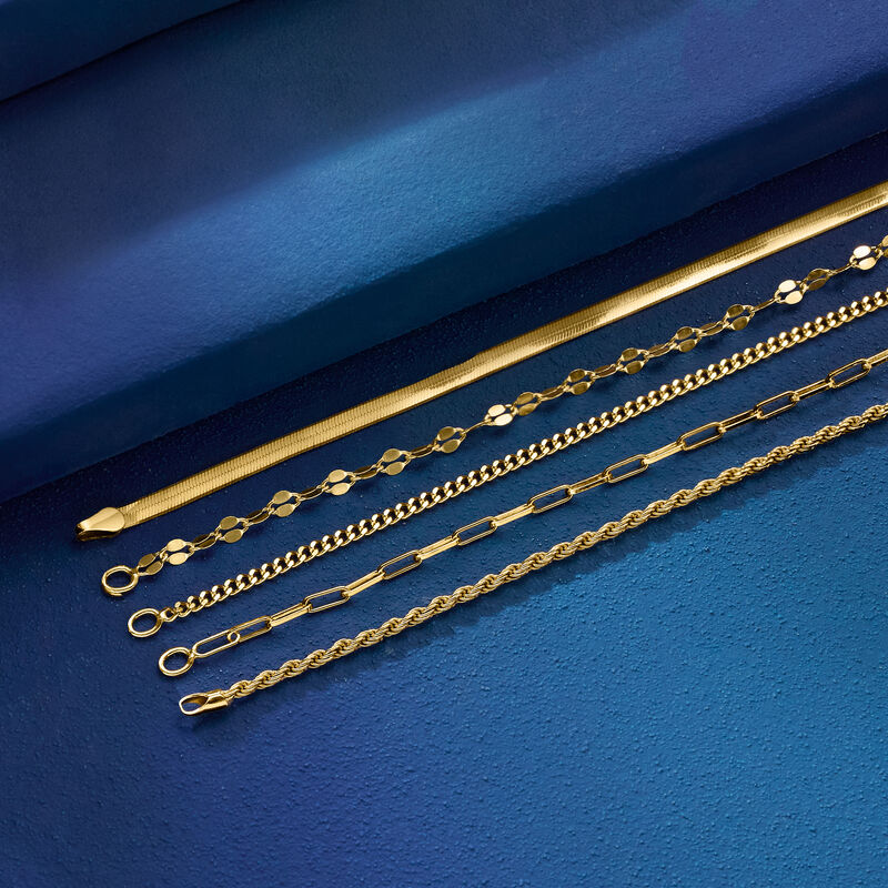 Italian 18kt Gold Over Sterling Jewelry Set: Five Chain Bracelets image number 8