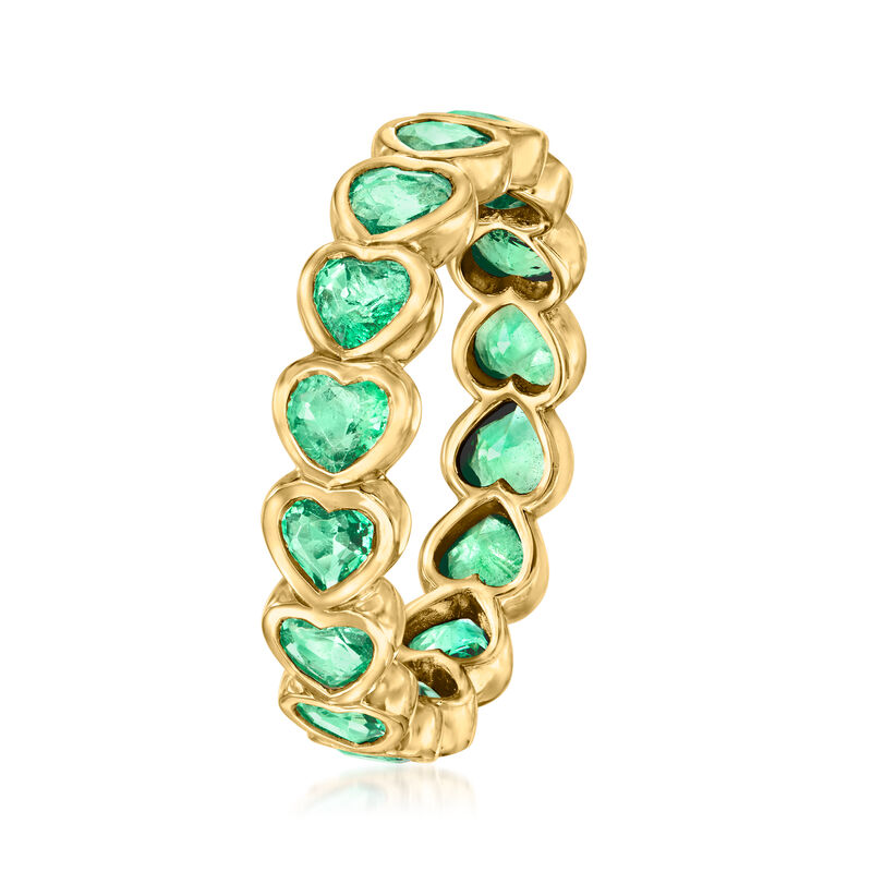 2.20 ct. t.w. Heart-Shaped Emerald Eternity Band in 14kt Yellow Gold image number 2