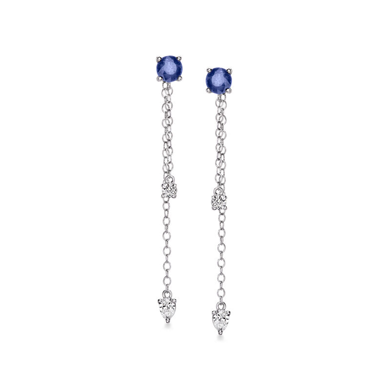 .60 ct. t.w. Sapphire and .25 ct. t.w. Lab-Grown Diamond Jewelry Set: Sterling Silver Earrings with Removable Drops image number 3