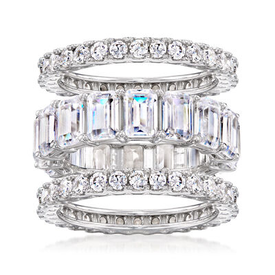 10.10 ct. t.w. CZ Jewelry Set: Three Eternity Bands in Sterling Silver