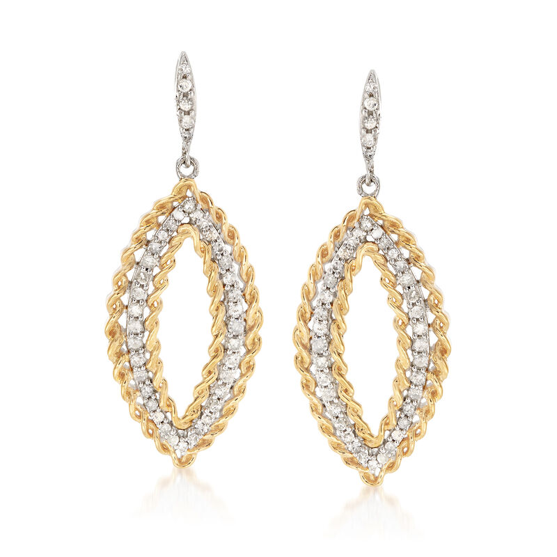 .50 ct. t.w. Diamond Open Marquise Drop Earrings in Two-Tone Sterling Silver image number 0