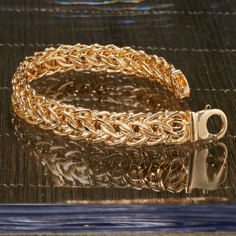 Italian 14kt Yellow Gold Cestina-Link Bracelet image number 2