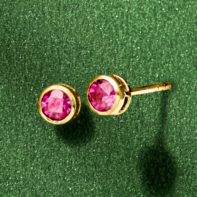 .40 ct. t.w. Pink Topaz Stud Earrings in 14kt Yellow Gold image number 2