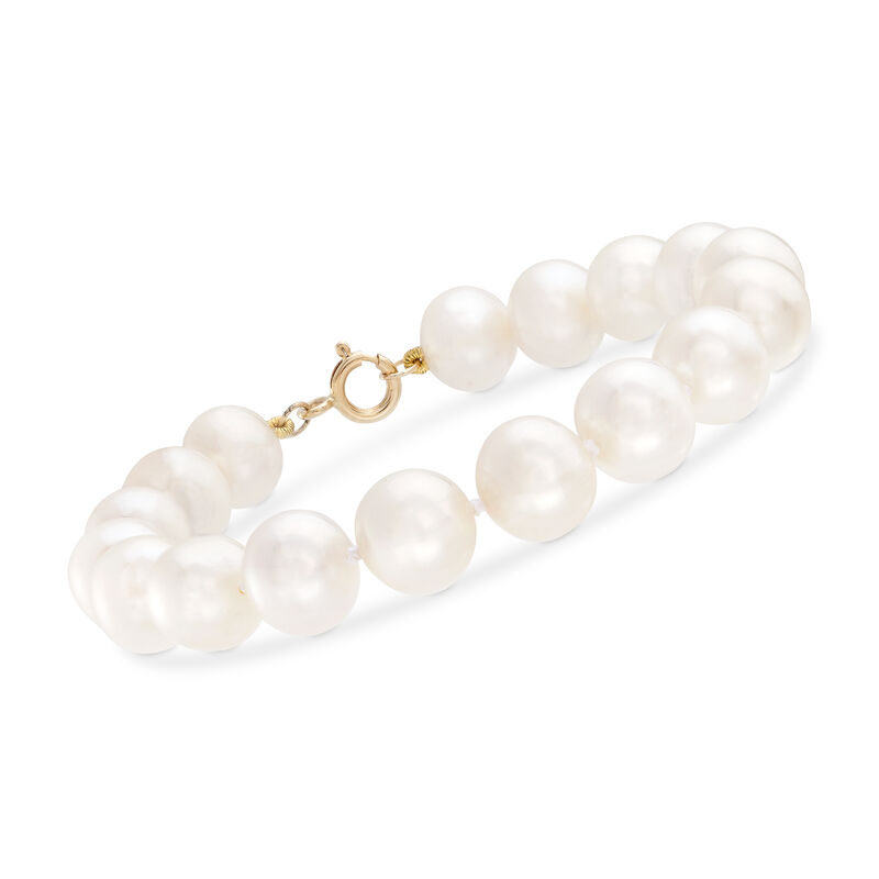 9.5-10.5mm Cultured Pearl Bracelet in 14kt Yellow Gold image number 0