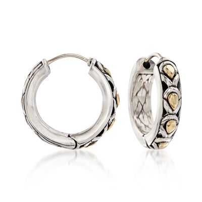 Phillip Gavriel "Dragonfly" Sterling Silver and 18kt Yellow Gold Huggie Hoop Earrings