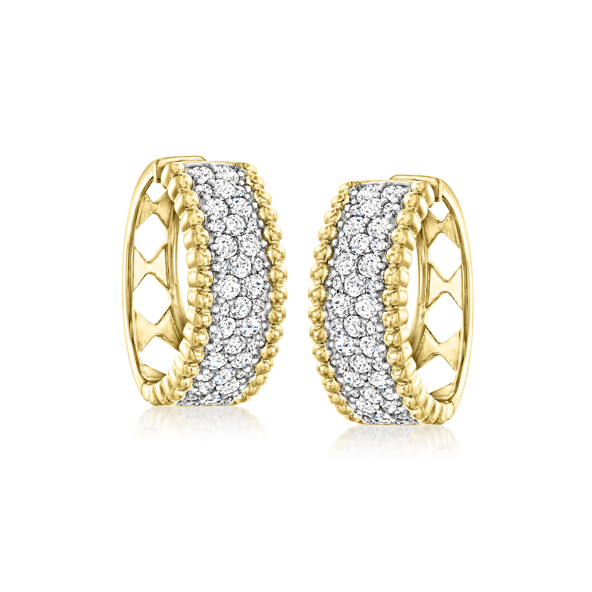 【国内正規総代理店アイテム】 Hoop Beaded-Edge Diamond Pave t.w. ct. 2.00 Earrings 18kt in その他