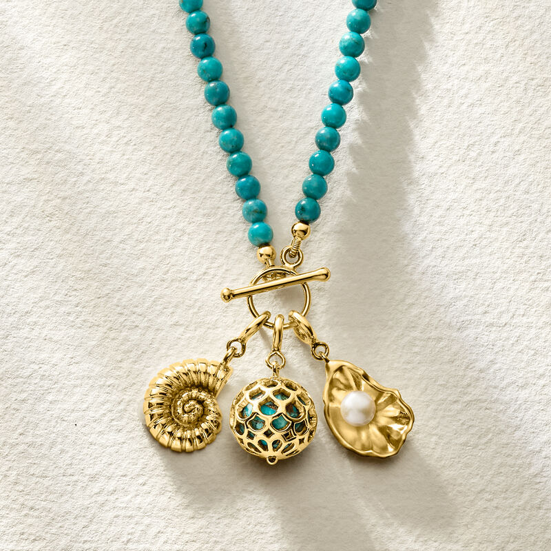 Turquoise Scales Charm in 18kt Gold Over Sterling  image number 3