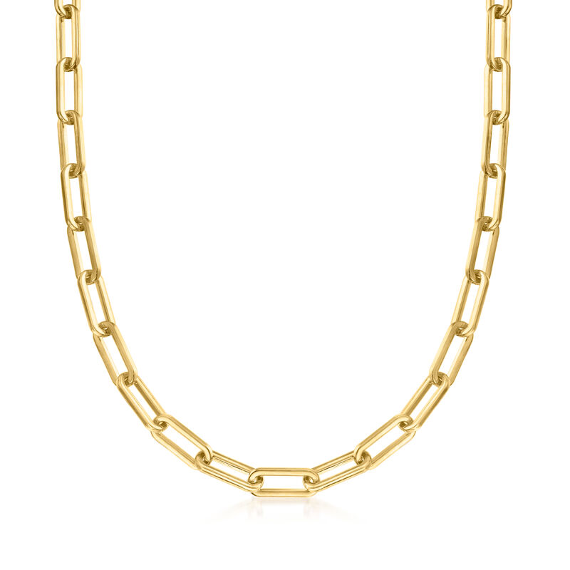 Italian Andiamo 14kt Yellow Gold Over Resin Paper Clip Link Necklace image number 0