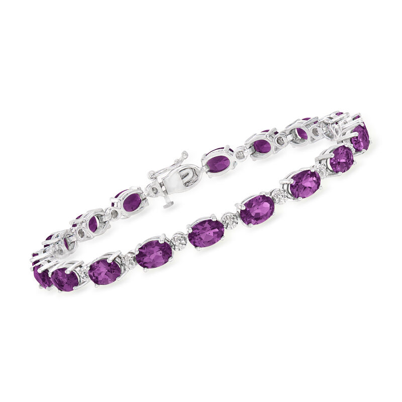 13.00 ct. t.w. Amethyst Tennis Bracelet with Diamonds in Sterling Silver. 7.5&quot; image number 0