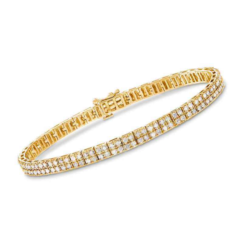 3.00 ct. t.w. Diamond Two-Row Tennis Bracelet in 18kt Gold Over Sterling image number 0