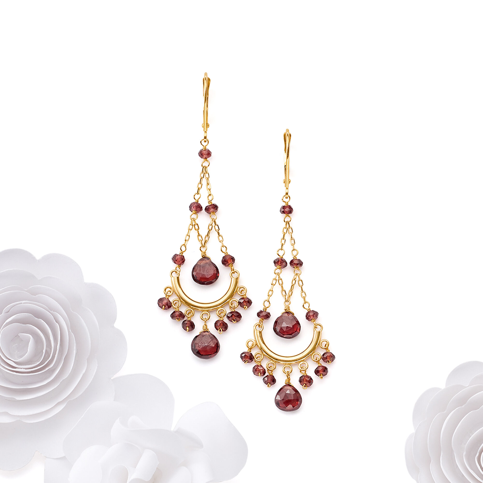 22.00 ct. t.w. Garnet Chandelier Earrings in 14kt Yellow Gold