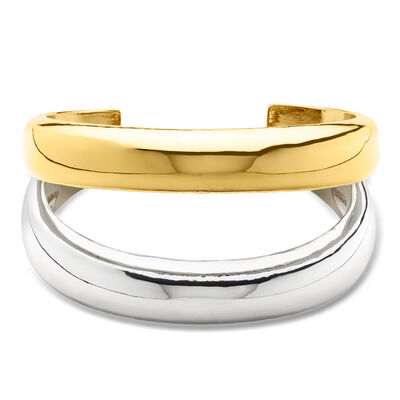 Silver and 14kt Gold-Plated Open-Space Cuff Bracelet