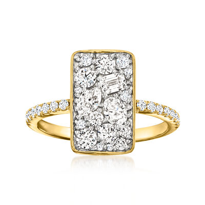 1.00 ct. t.w. Lab-Grown Diamond Cluster Ring in 18kt Gold Over Sterling