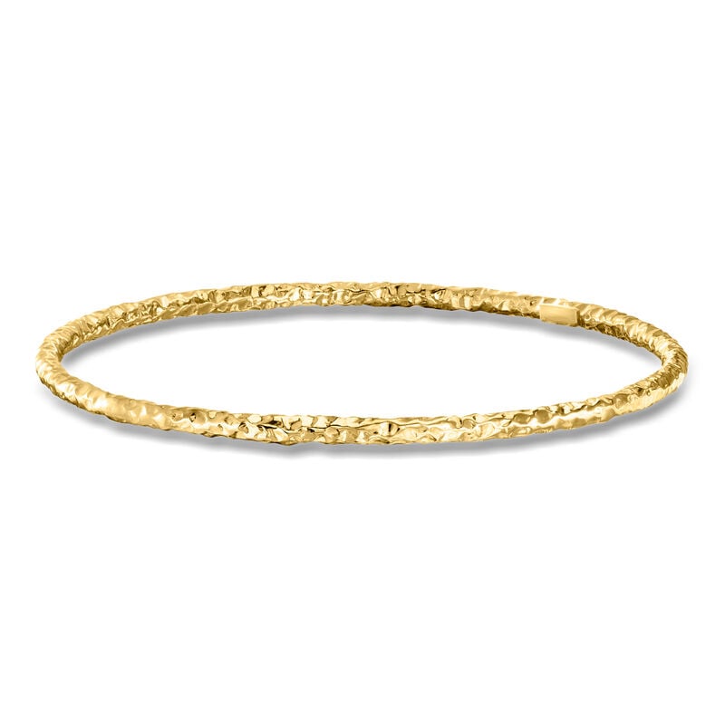 Italian 22kt Gold Over Sterling Hammered Bangle Bracelet image number 0