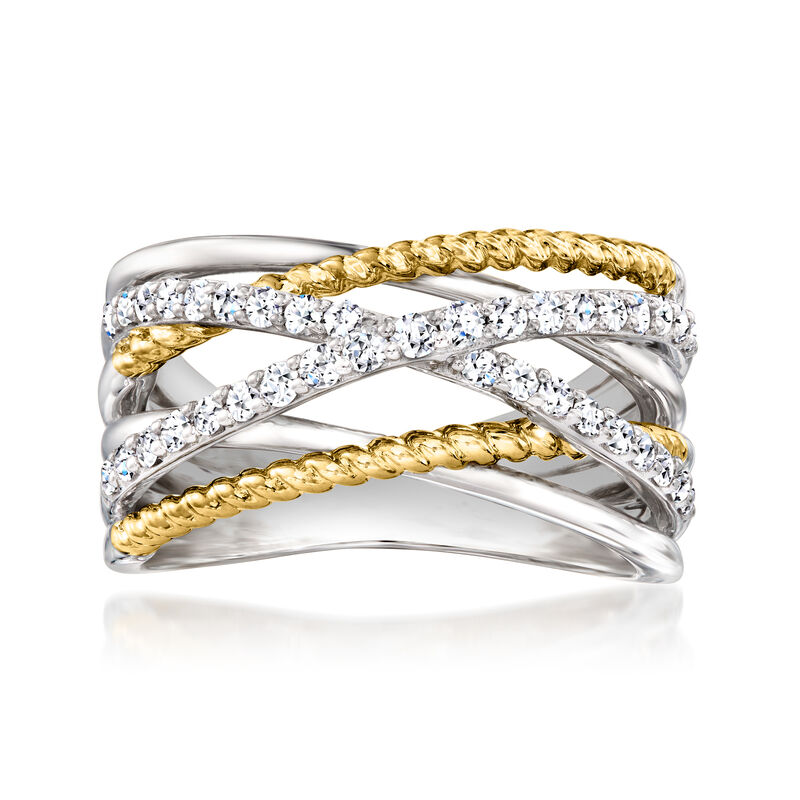 .50 ct. t.w. Lab-Grown Diamond Highway Ring in Sterling Silver and 18kt Gold Over Sterling image number 0
