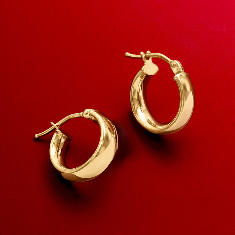 Italian 14kt Yellow Gold Huggie Hoop Earrings. 1/2&quot; image number 2