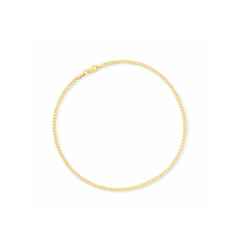 2.2mm 10kt Yellow Gold Curb-Link Anklet. 10&quot; image number 0