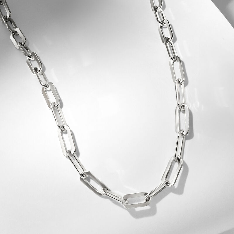 Italian Sterling Silver Paper Clip Link Necklace image number 5