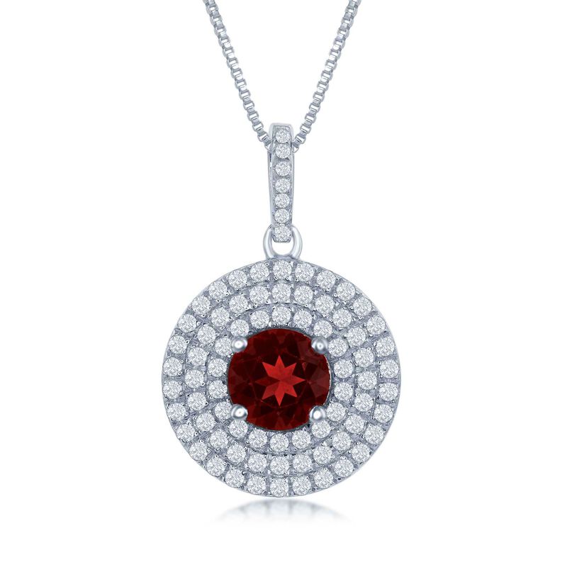 1.60 Carat Garnet and .75 ct. t.w. White Topaz Pendant Necklace in Sterling Silver. 17.25&quot; image number 0