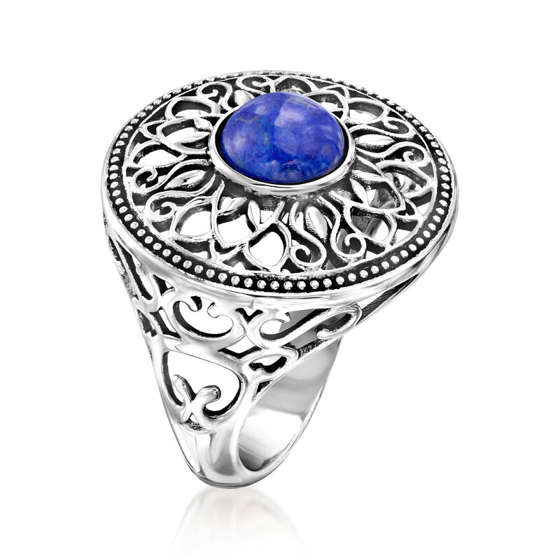 Lapis Filigree Ring in Sterling Silver image number 2