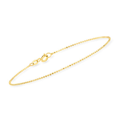 1mm 14kt Yellow Gold Diamond-Cut Bead Bracelet