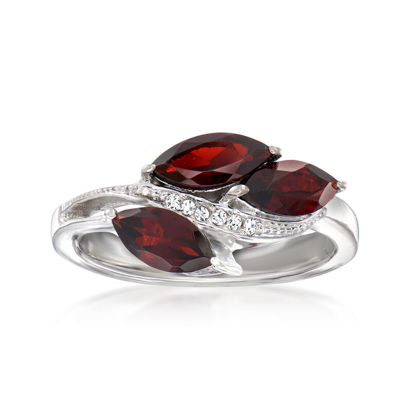 1.80 ct. t.w. Garnet Ring with White Topaz Accents in Sterling Silver image number 0