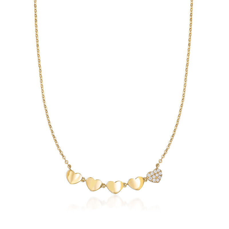 Baby's 14kt Yellow Gold Heart Necklace with CZ Accents image number 0