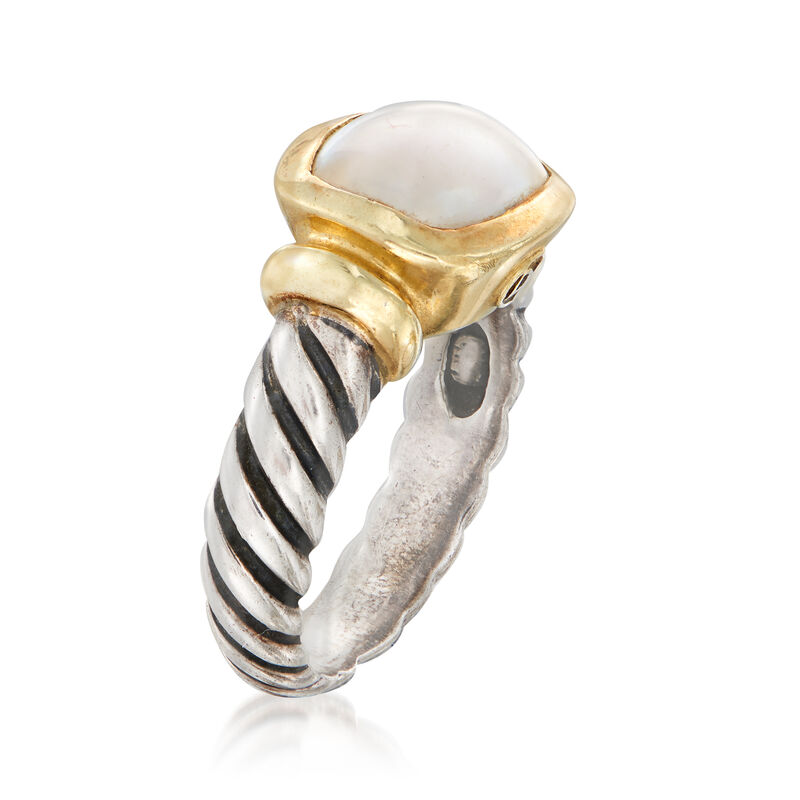 C. 1990 Vintage David Yurman Cultured Mabe Pearl Ring in Sterling Silver and 14kt Yellow Gold image number 2